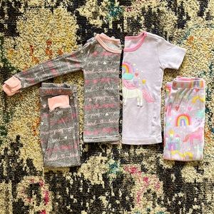 Lot of (2) Girls Sz 3T Children’s Place Unicorn & Rainbow & Love Pajamas